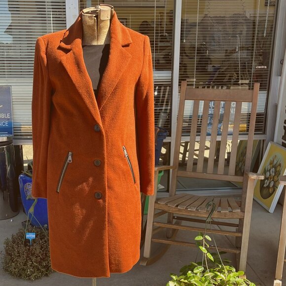 Dkny Jackets & Blazers - NWT XS Warm Brown DKNY Ladies Button-Up Outerwear/Coat with Zip Front Pockets